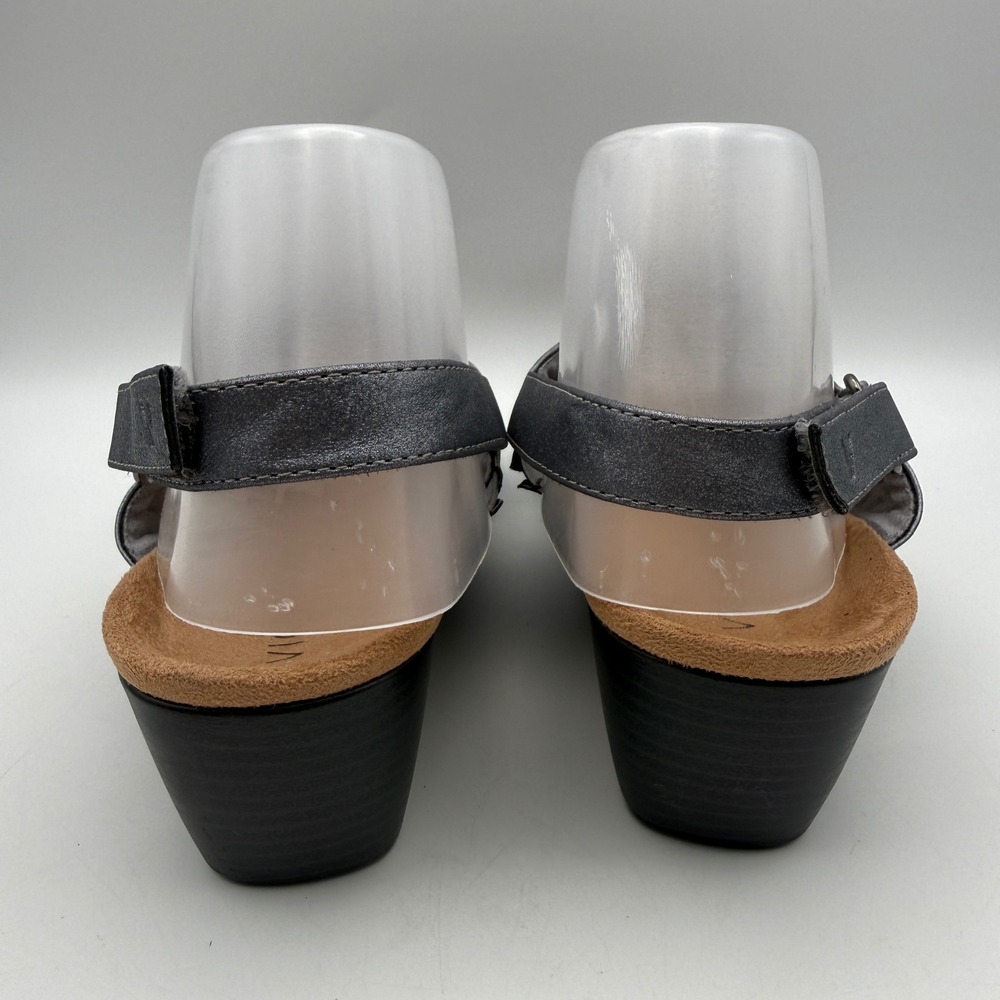 Vionic Mckenna Wedge Sandals Womens 8 Wide Pewter Metallic Crisscross Slingback - Picture 4 of 8